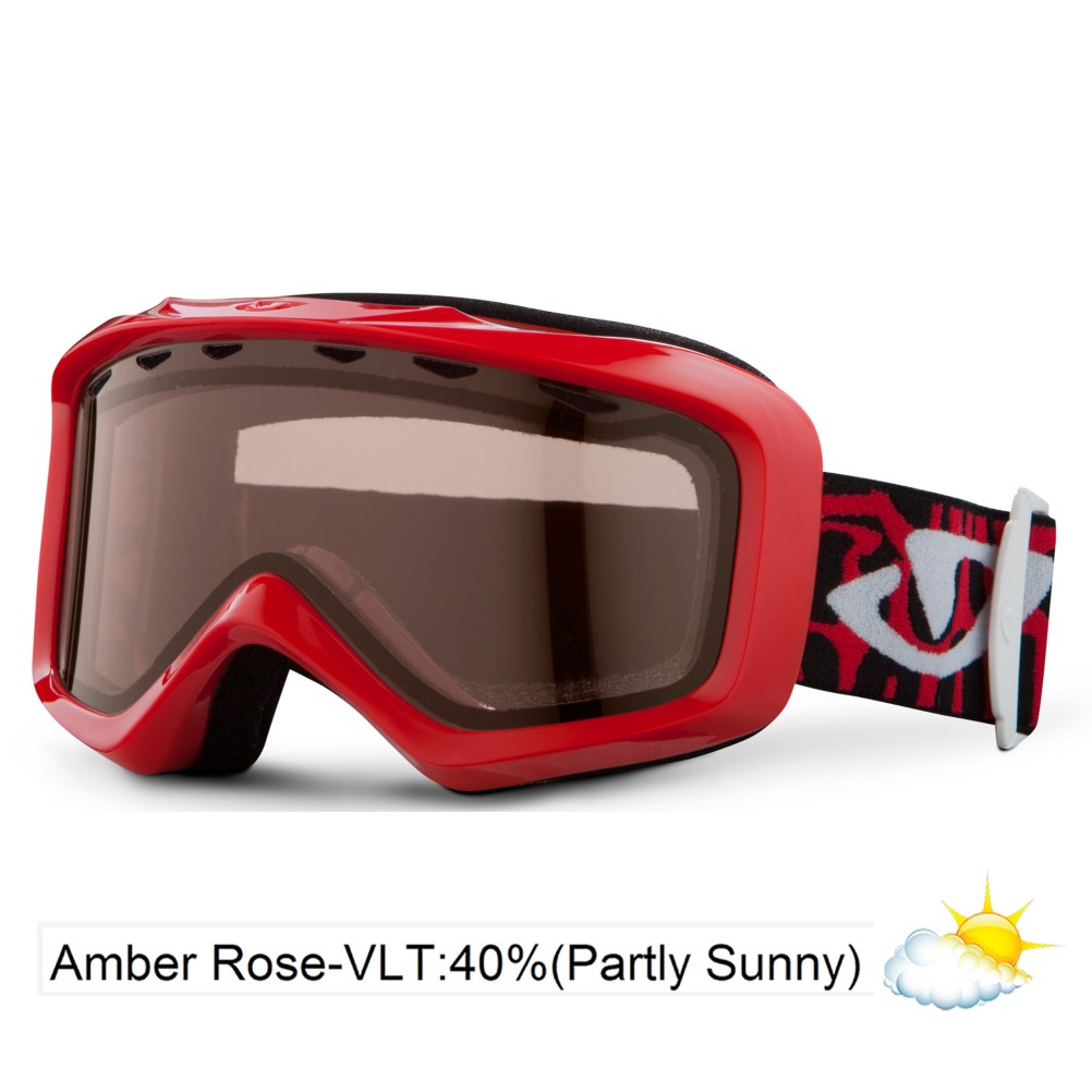 Giro Grade Kids Goggles 2013, Red Fontslice-Amber Rose 40, medium