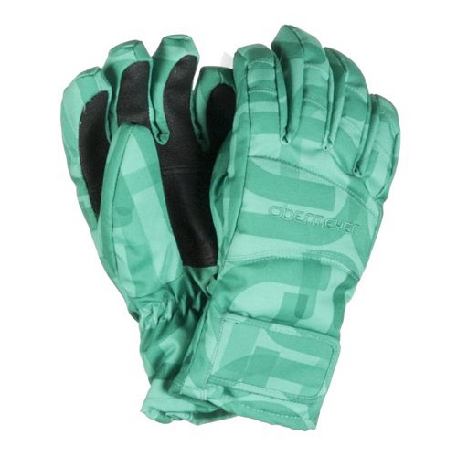 Obermeyer Alpine Kids Gloves, Pool Green Scrambled Print, swatch
