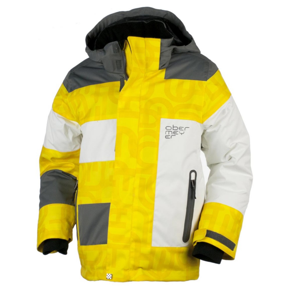Obermeyer Renegade Boys Ski Jacket, Acid Yellow Scrambled Print, medium