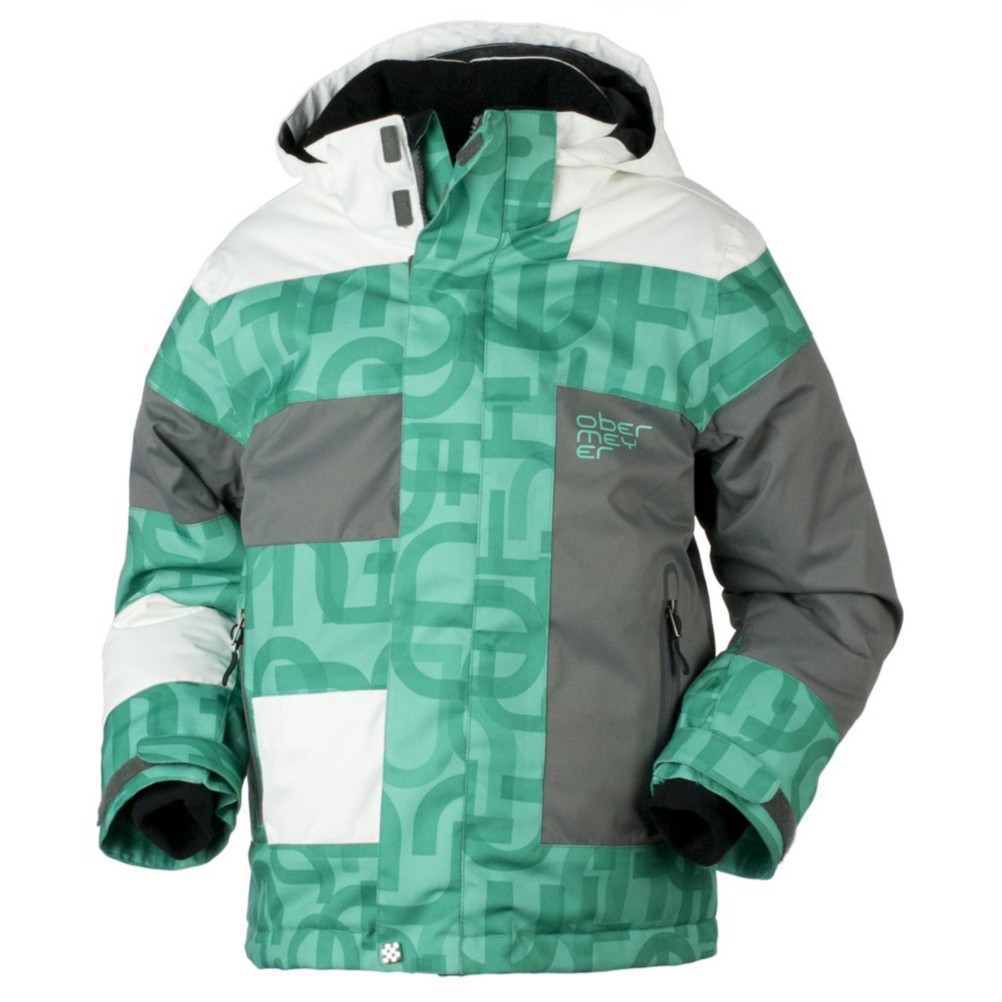 Obermeyer Renegade Boys Ski Jacket, Pool Green Scrambled Print, swatch