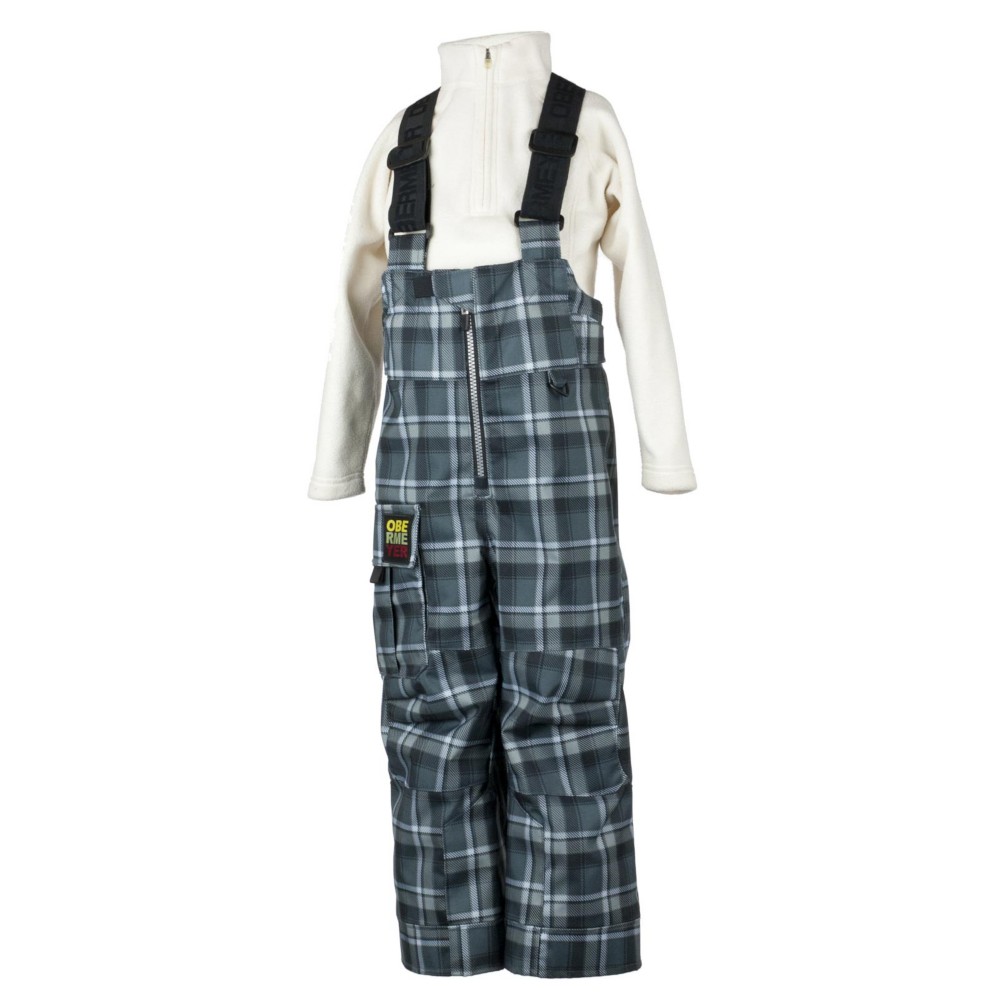 Obermeyer Volt Suspender Toddlers Ski Pants, Slate Flannel Plaid, swatch