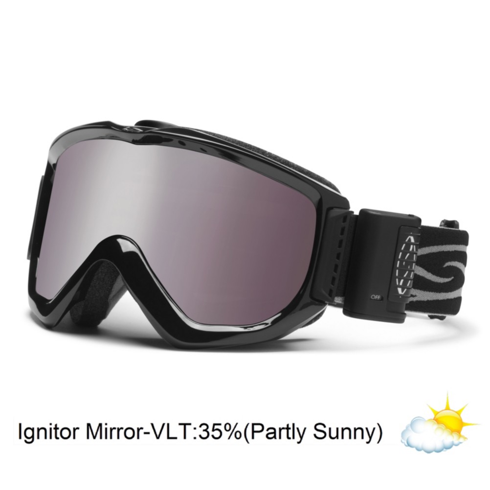 Smith Knowledge Turbo Fan OTG Goggles 2013, Black-Ignitor Mirror, medium