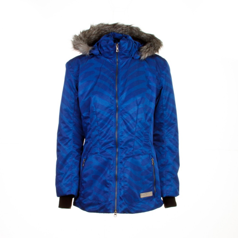 Obermeyer Lexington Womens Insulated Ski Jacket, Ocean Cat Scratch Print, swatch
