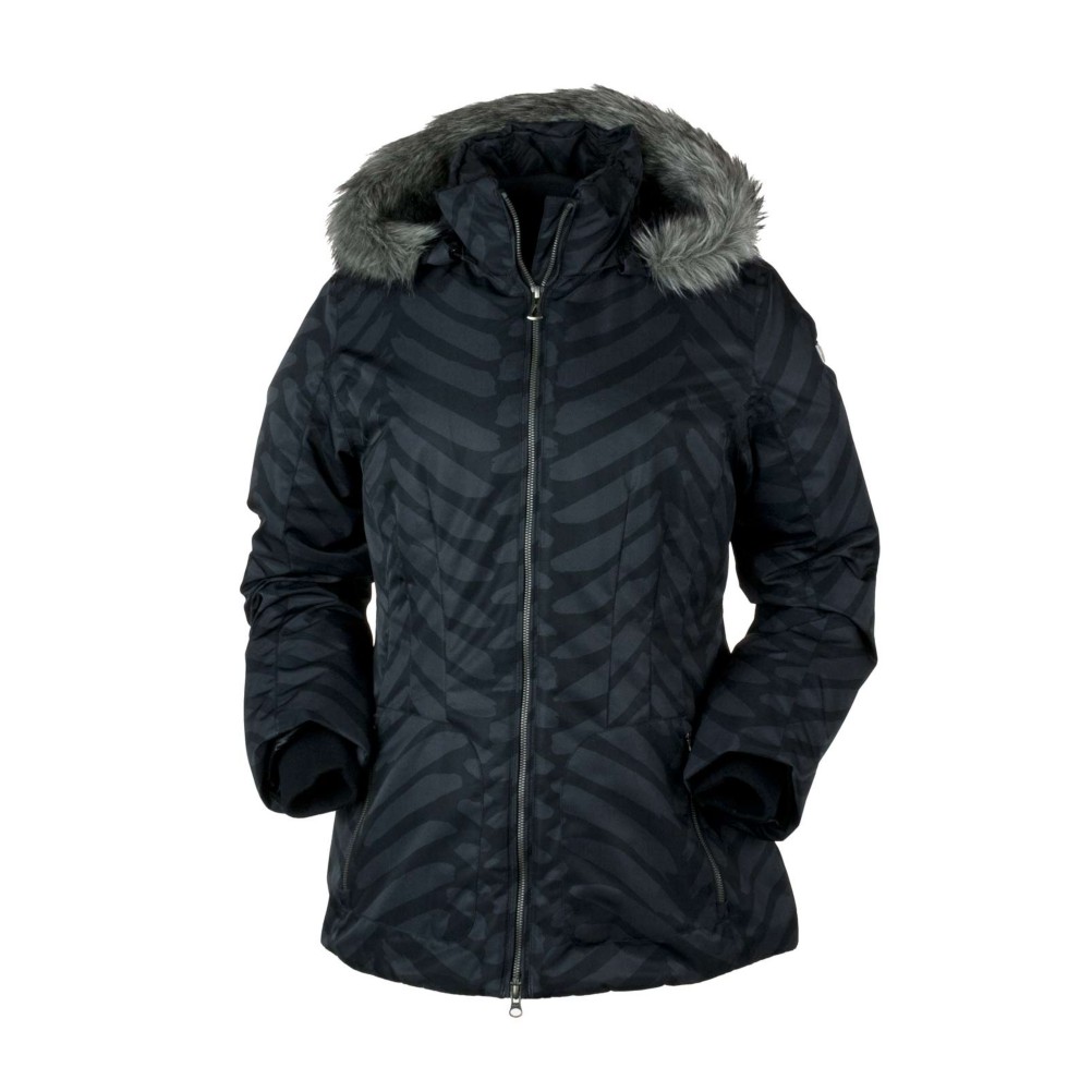 Obermeyer Lexington Womens Insulated Ski Jacket, Black Cat Scratch Print, swatch