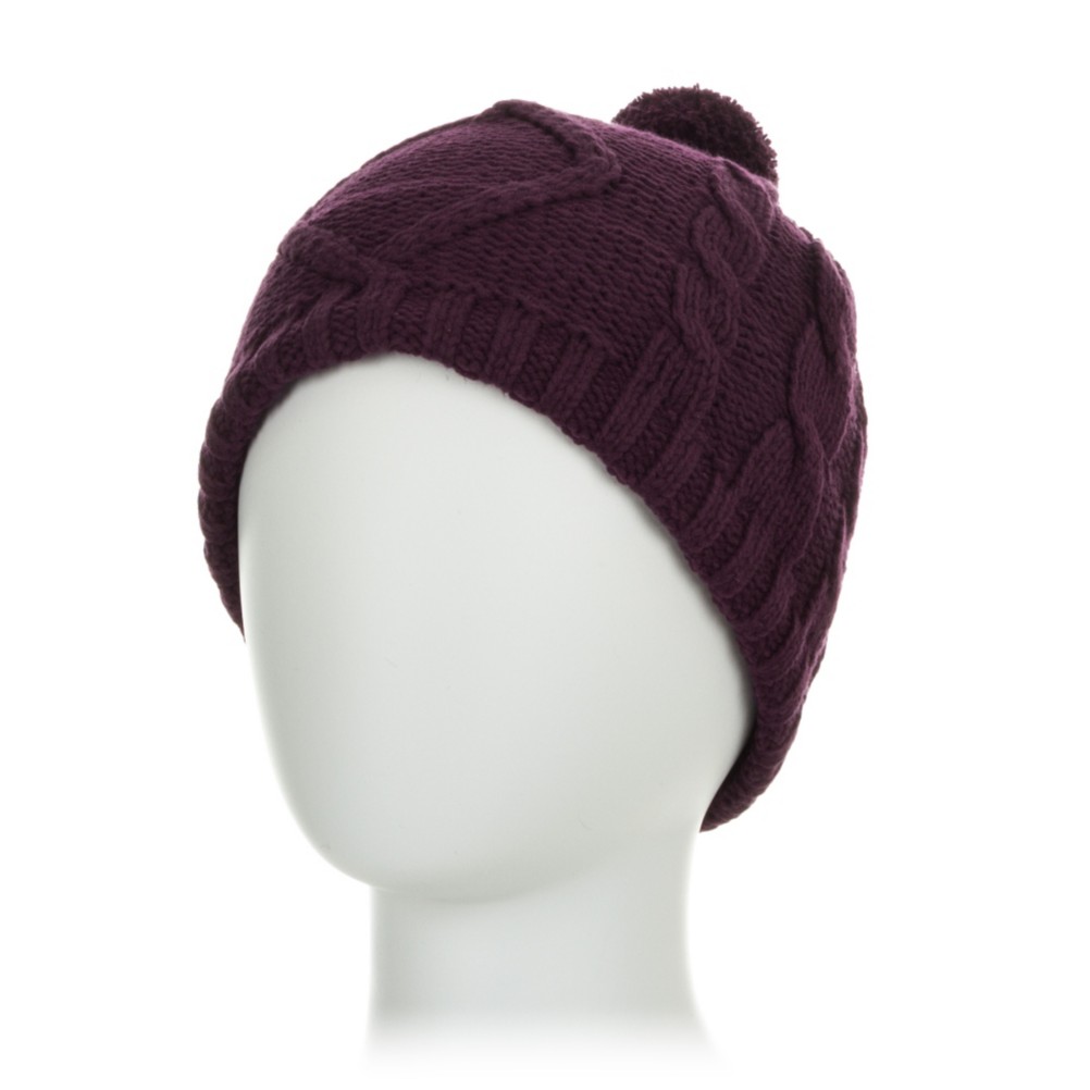 Obermeyer Cable Knit Womens Hat, Plum, swatch