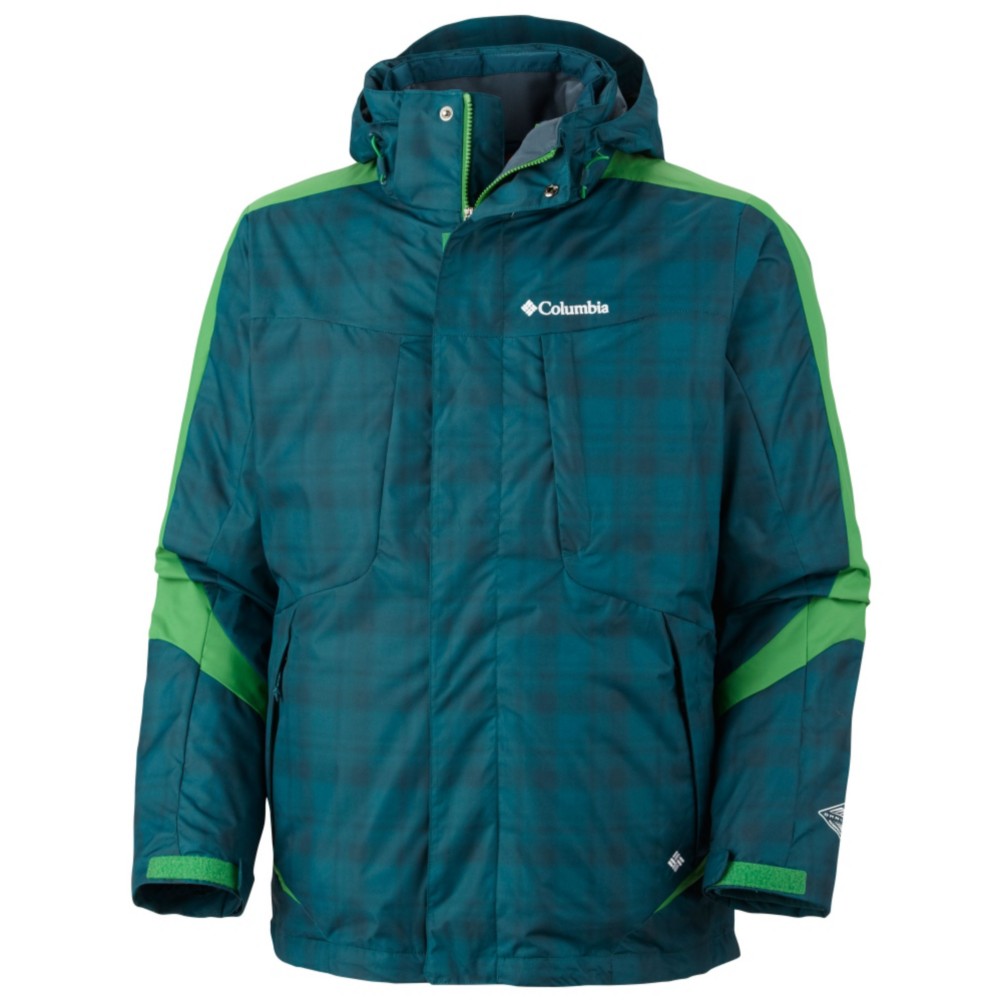 Columbia Whirlibird II Interchange Mens Insulated Ski Jacket, Blue Forest Plaid, swatch