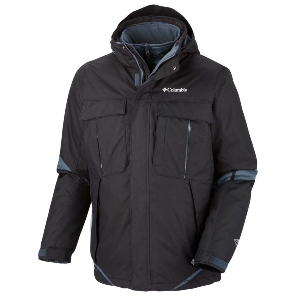 Columbia Bugaboo Interchange Tall Mens Insulated Ski Jacket, Black-Graphite, medium
