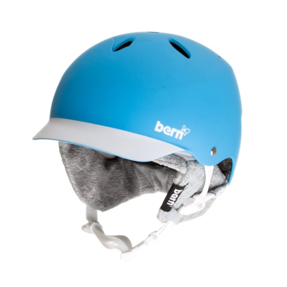 Bern Lenox Womens Hard Hat 2013, Matte Cyan-White Brim-Knit, swatch