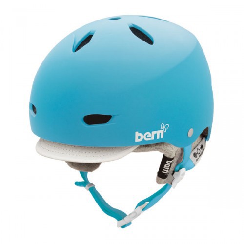 Bern Brighton Womens Hard Hat 2013, Matte Cyan-White Brim-Knit, medium