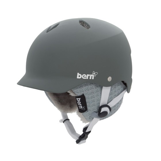 Bern Lenox EPS Womens Helmet 2013, Matte Grey-Green Brim-Grey Knit, swatch