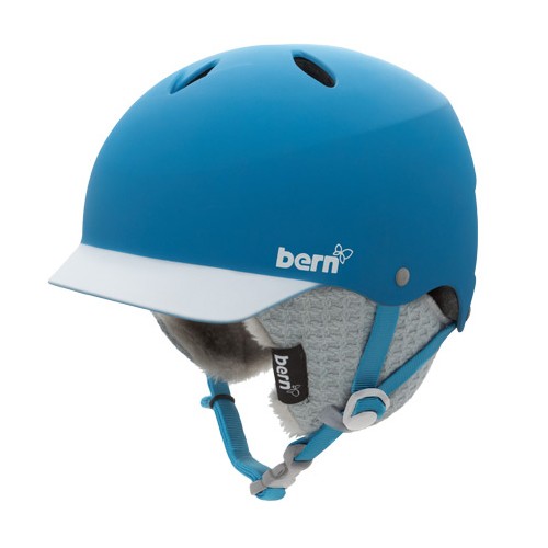Bern Lenox EPS Womens Helmet 2013, Matte Cyan-White Brim-Knit, swatch