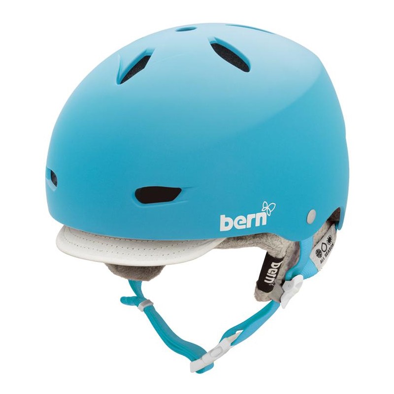Bern Brighton EPS Womens Helmet 2013, Matte Cyan-Visor Knit, medium