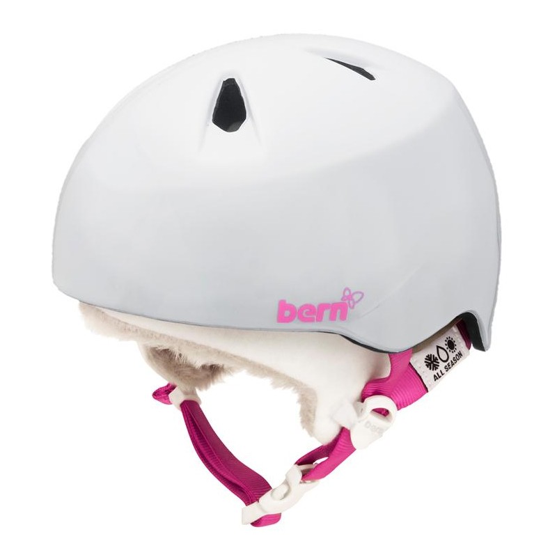 Bern Nina Girls Helmet 2013, Gloss White-White Visor Kit, medium