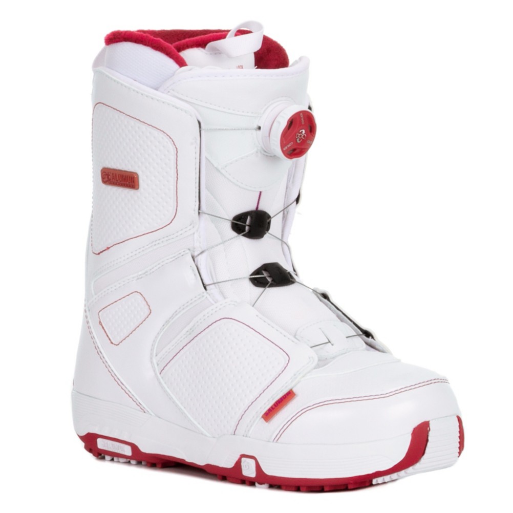 Salomon Pearl Boa Womens Snowboard Boots 2013, White-Light Rubis Red-White, medium