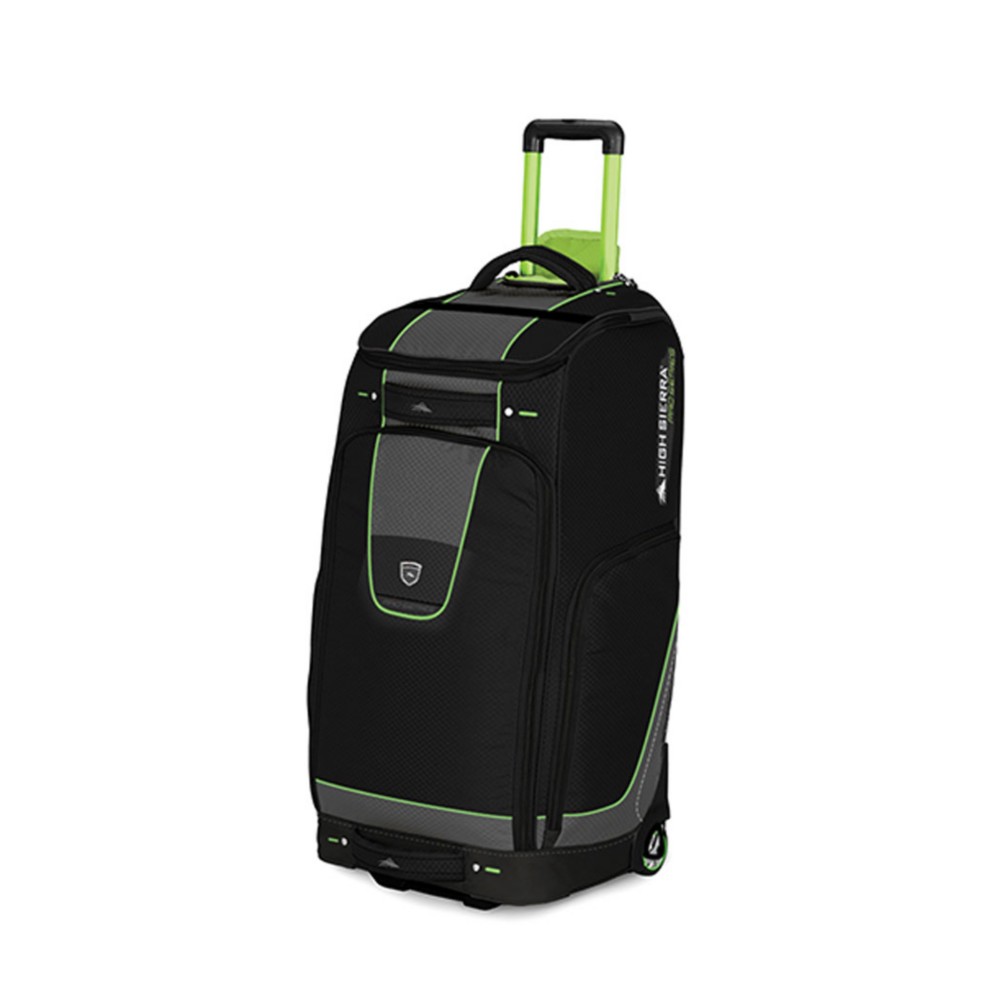 High Sierra Skis.com 30 Inch Wheeled Trapezoid Duffle Bag 2013, Black-Charcoal-Chartreuse, medium