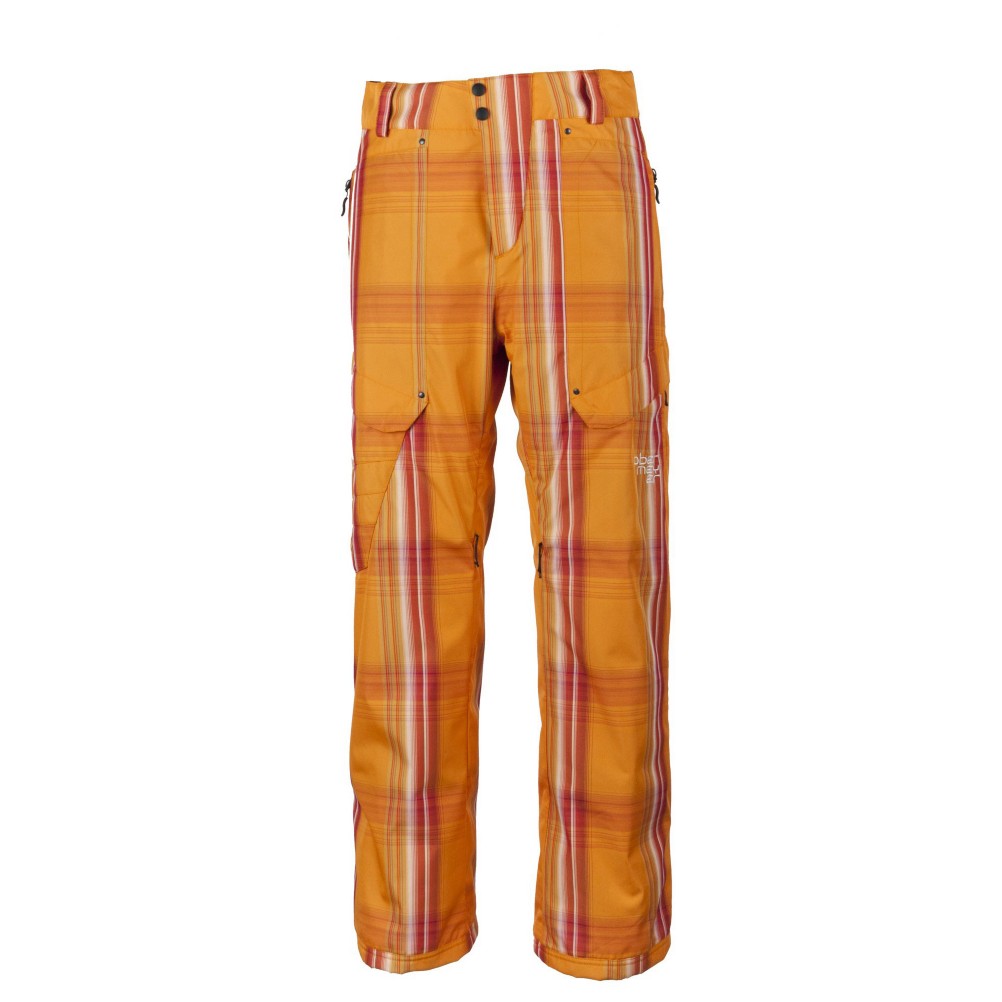 Obermeyer Yukon Mens Ski Pants, Orange Sophisto Plaid, swatch