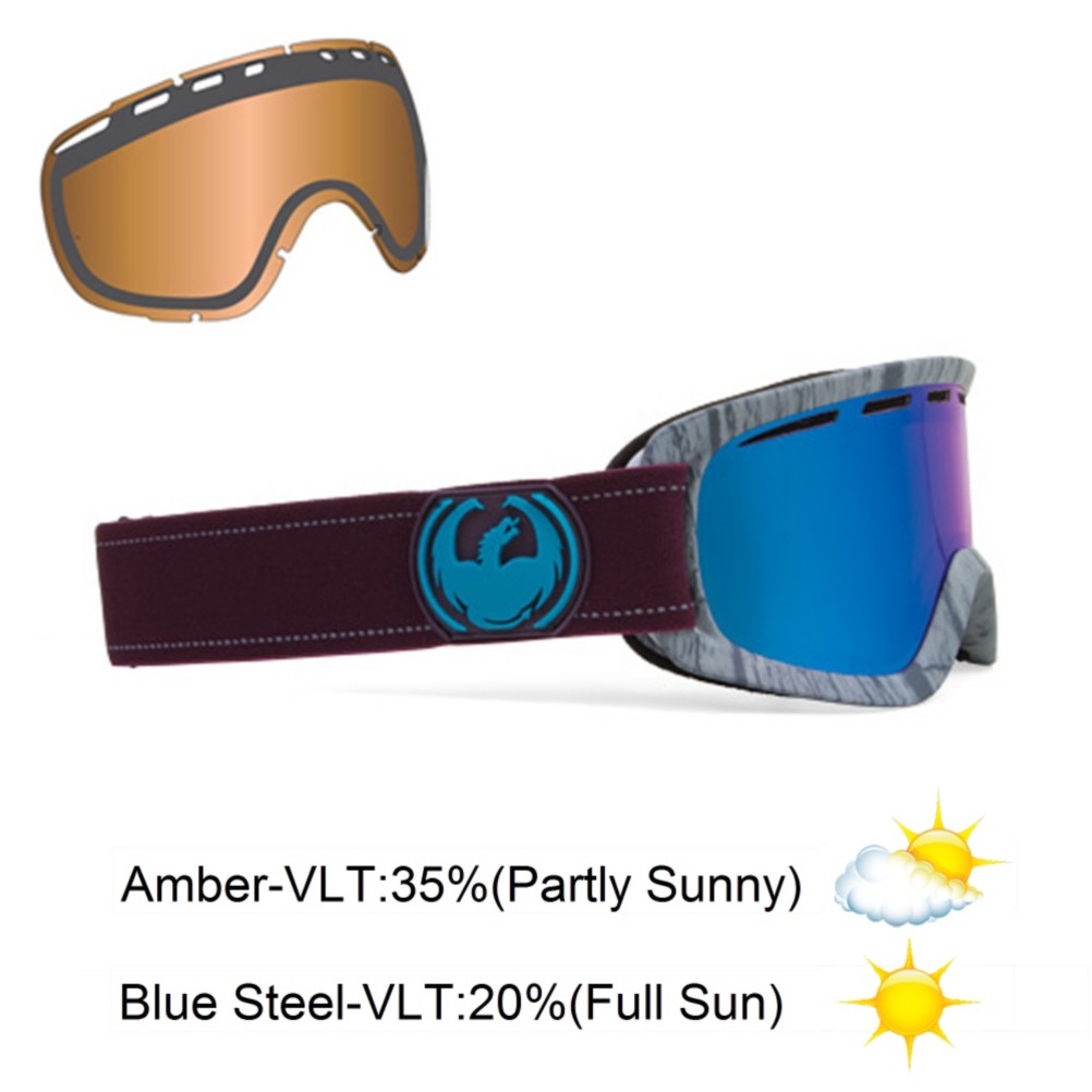 Dragon D2 Goggles 2013, Woodgrain-Blue Steel, swatch