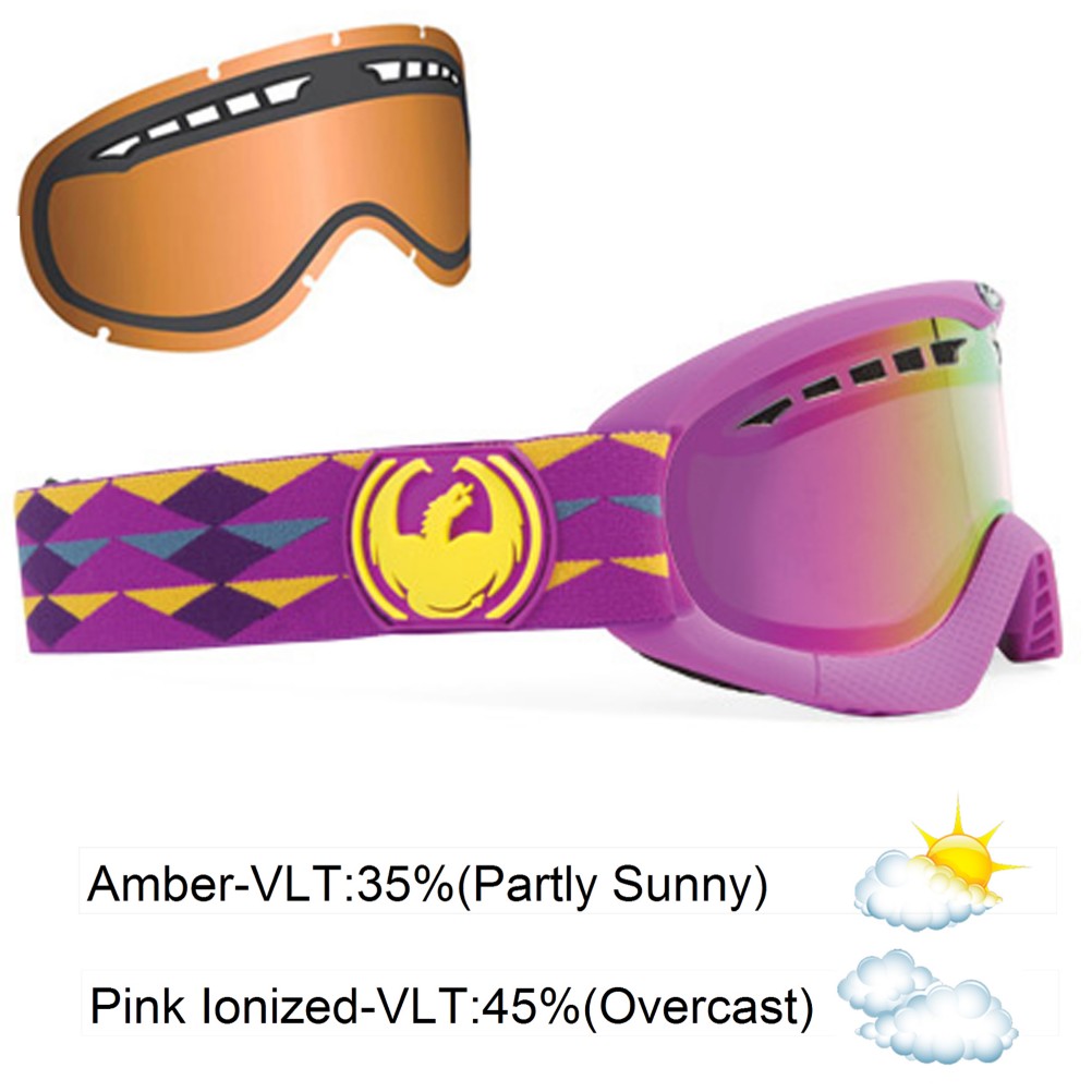 Dragon DXS With Extra Lens Goggles 2013, Purple Mountains-Pink Ionized, medium