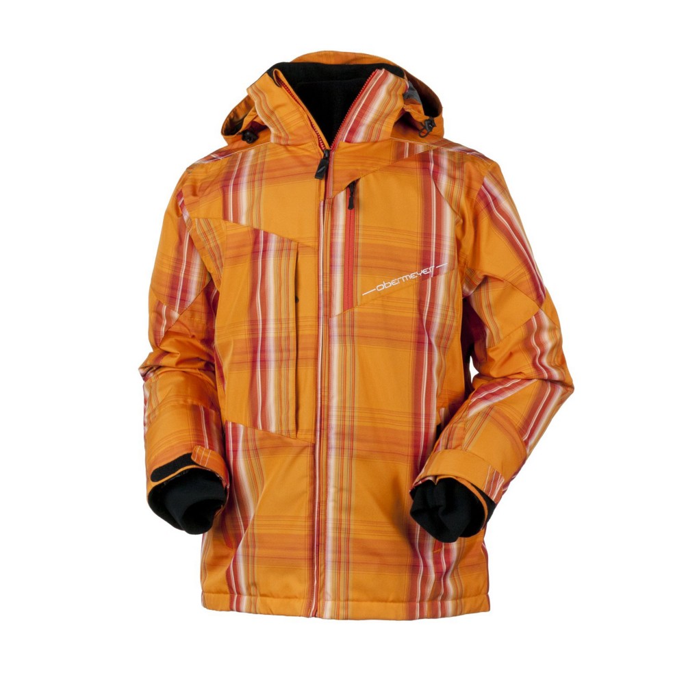 Obermeyer Teton Mens Insulated Ski Jacket, Orange Sophisto Plaid, swatch