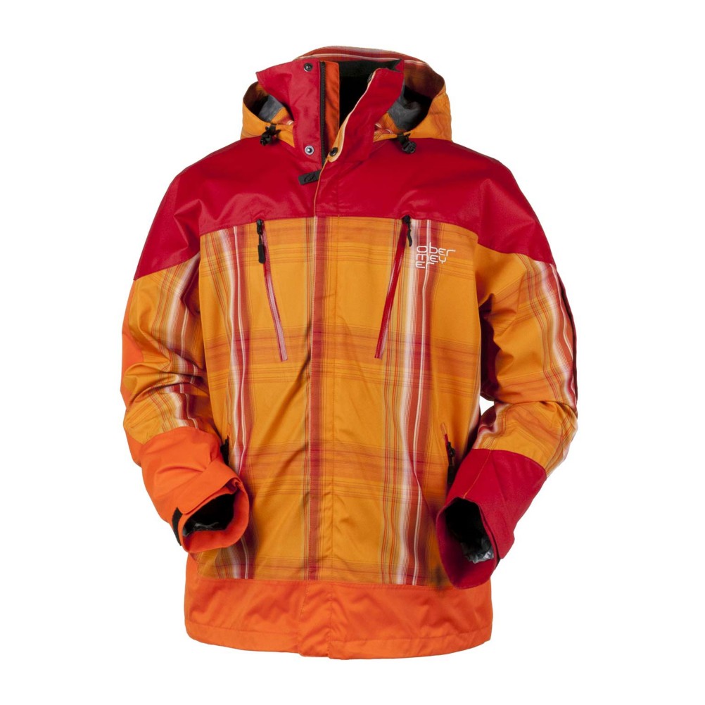 Obermeyer Katahdin Mens Insulated Ski Jacket, Orange Sophisto Plaid, medium
