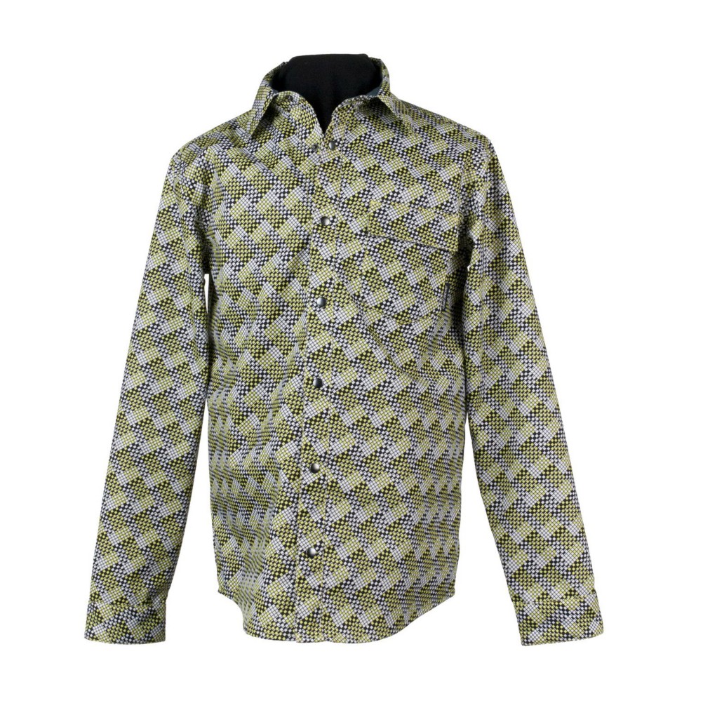 Obermeyer Topher Windshirt Mens Mid Layer, Acid Yellow Rope Plaid, swatch