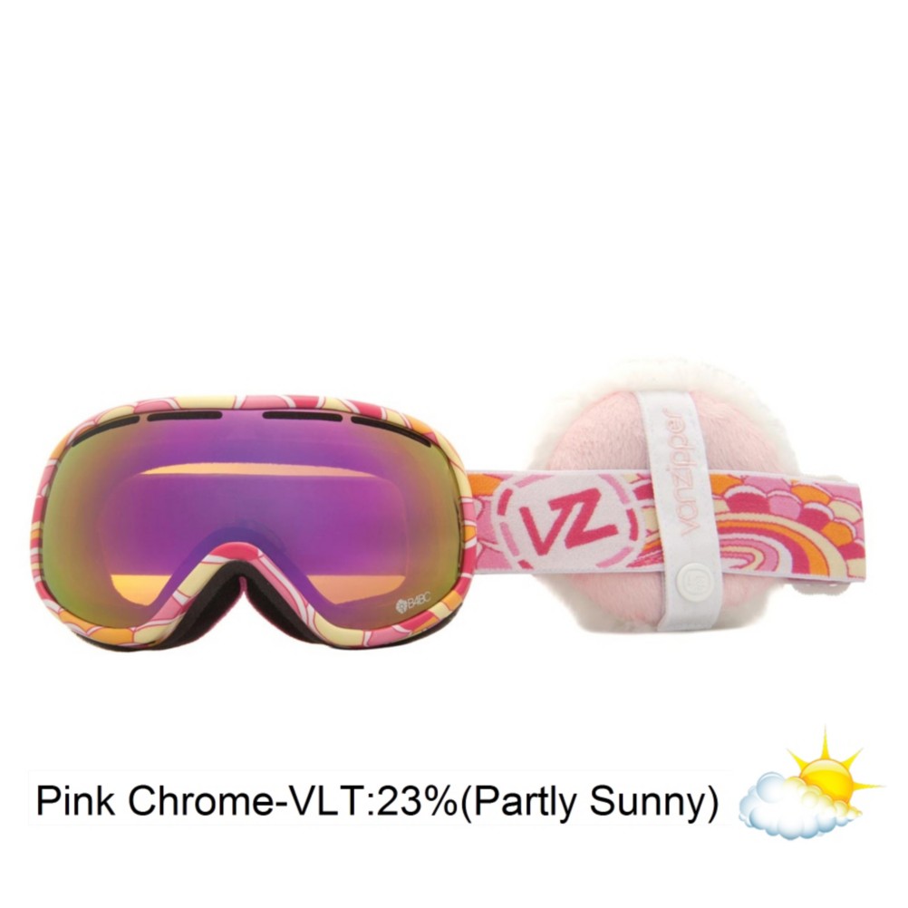 Vonzipper Chakra Womens Goggles 2013, B4bc-Pink Chrome+ Fluffy Muffs, medium