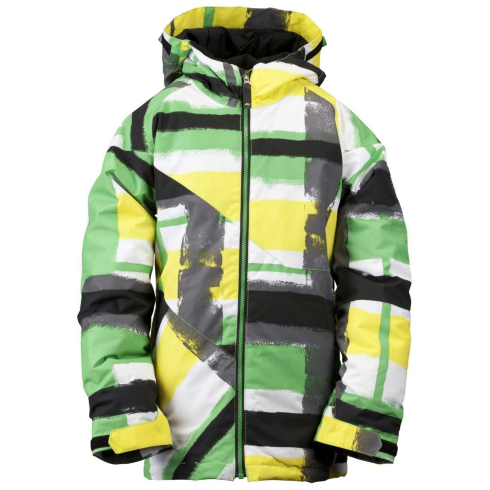 Ride Hemi Boys Snowboard Jacket, Painted Plaid Print Green, swatch
