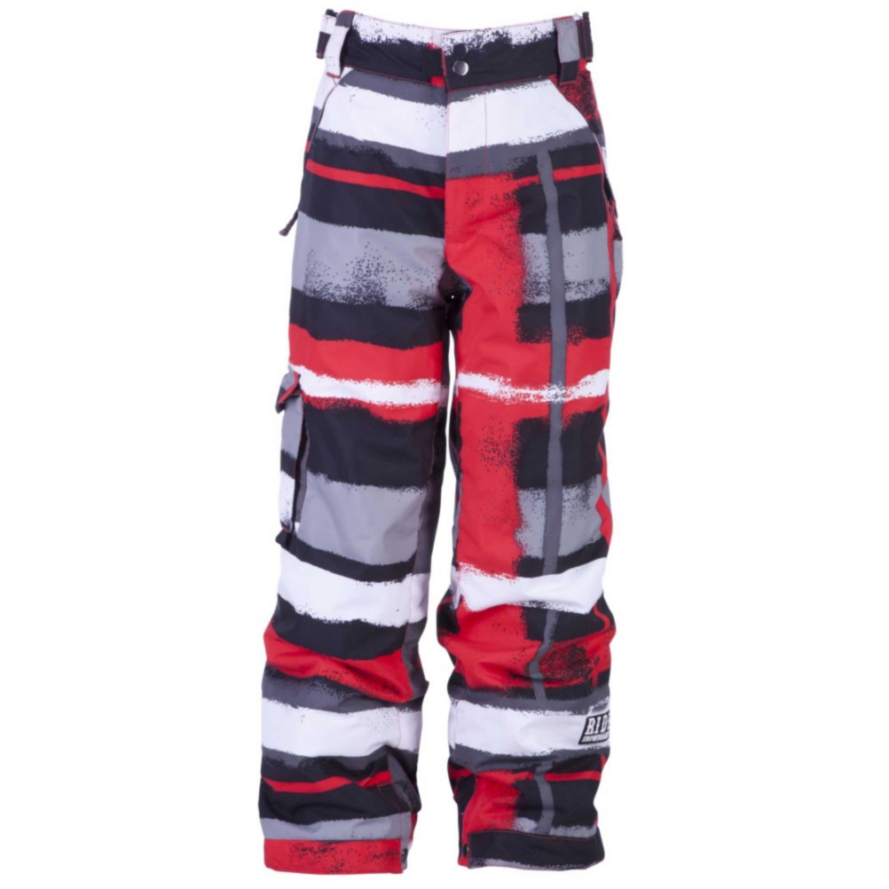 Ride Charger Kids Snowboard Pants, Painted Plaid Print Red, swatch