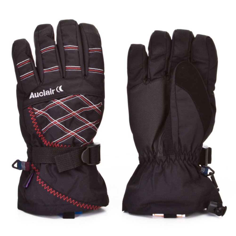 Auclair Stitchy Womens Gloves, Black-Silver-Red, swatch