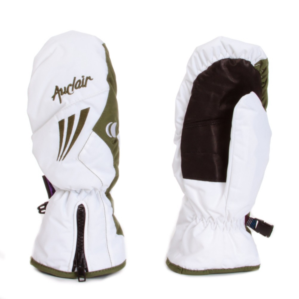 Auclair Uptrail Womens Mittens, White-Green, swatch