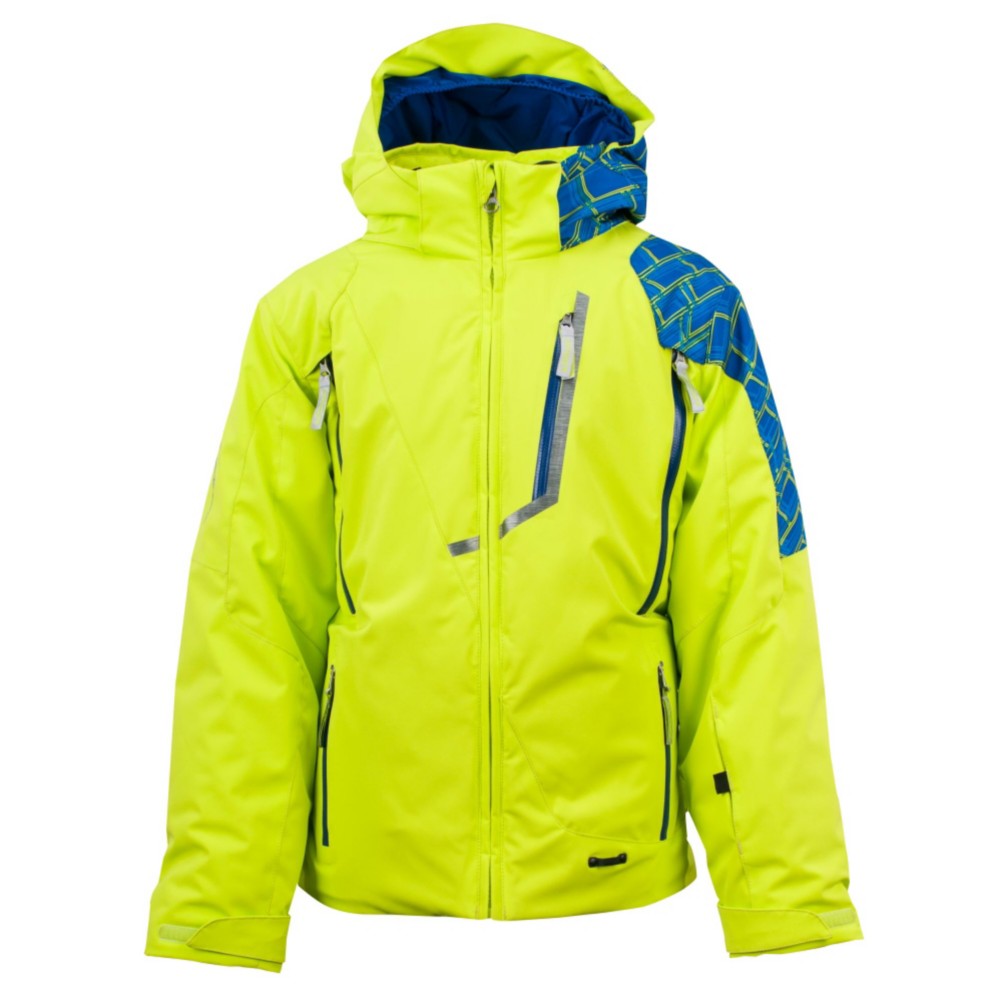 Spyder Avenger Boys Ski Jacket, Sharp Lime-Collegiate Mosaic P, swatch