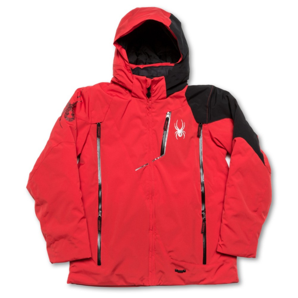 Spyder Avenger Boys Ski Jacket, Red-Black-Black, swatch