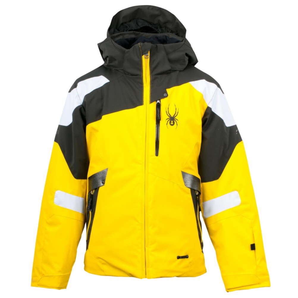 Spyder Leader Boys Ski Jacket, Sun-Peat-White, swatch