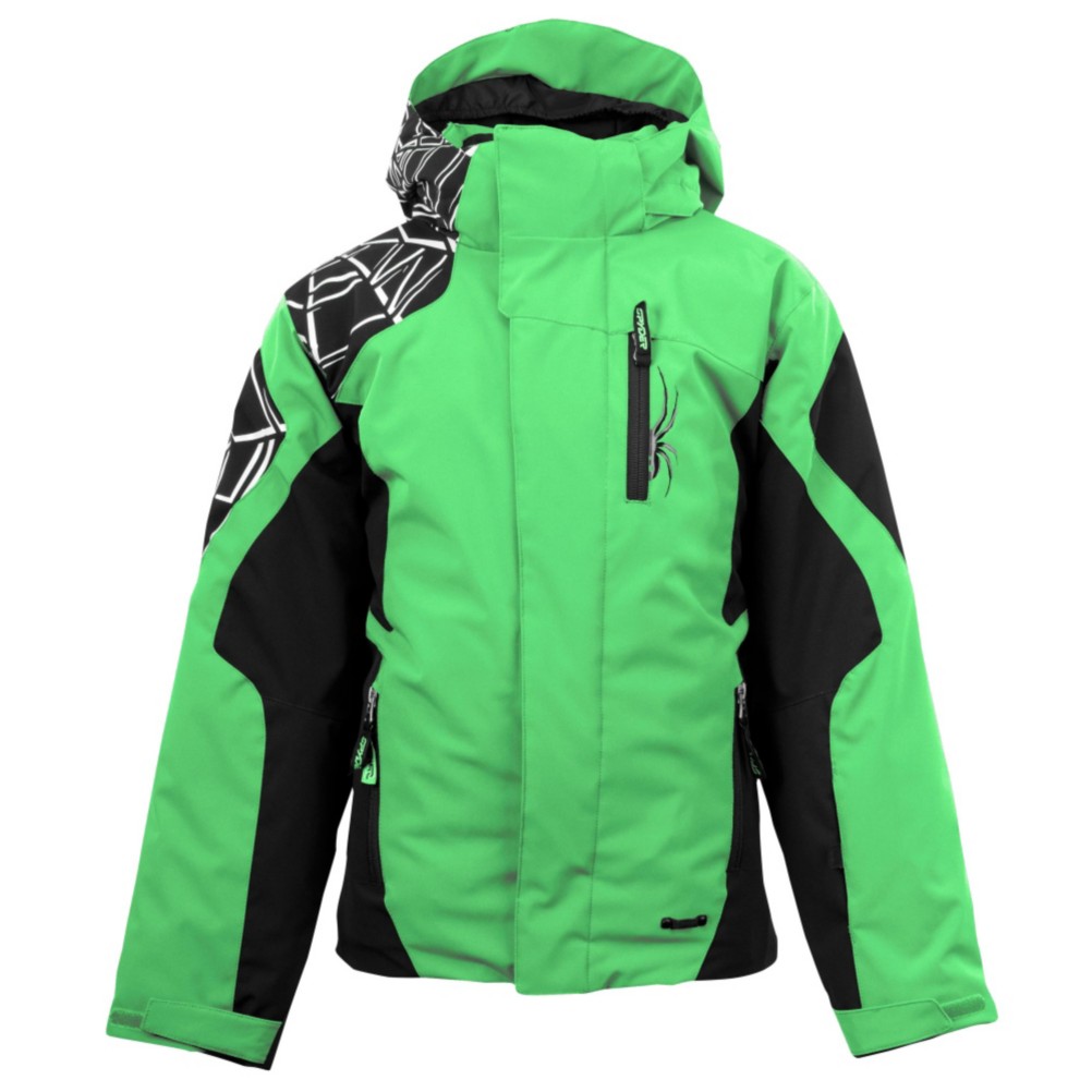 Spyder Challenger Boys Ski Jacket, Classic Green-Black-White, swatch