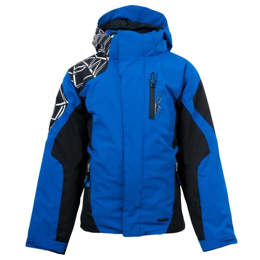 Spyder Challenger Boys Ski Jacket, Just Blue-Black-White, swatch