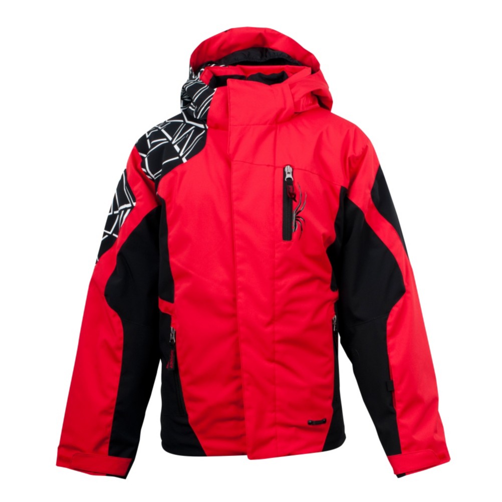 Spyder Challenger Boys Ski Jacket, Red-Black-White, swatch