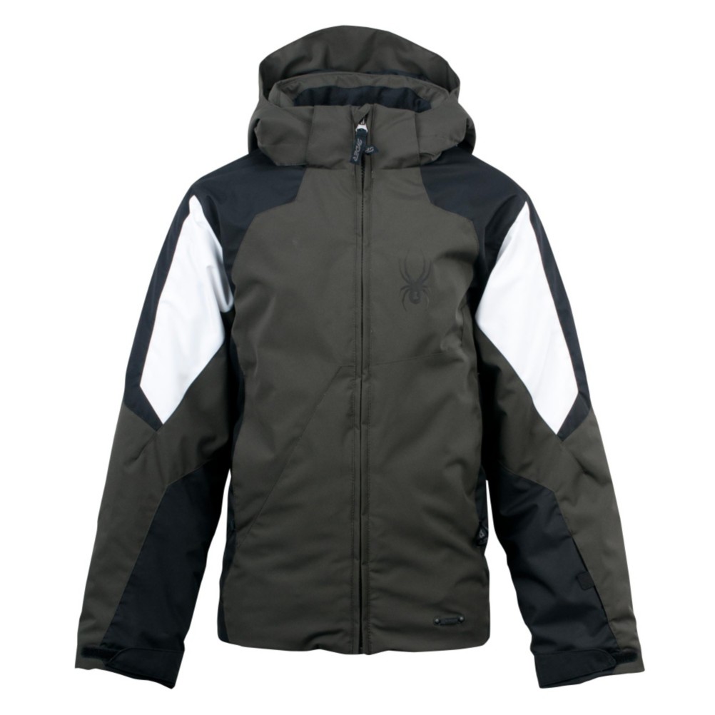Spyder Guard Boys Ski Jacket, Peat-Black-White, swatch