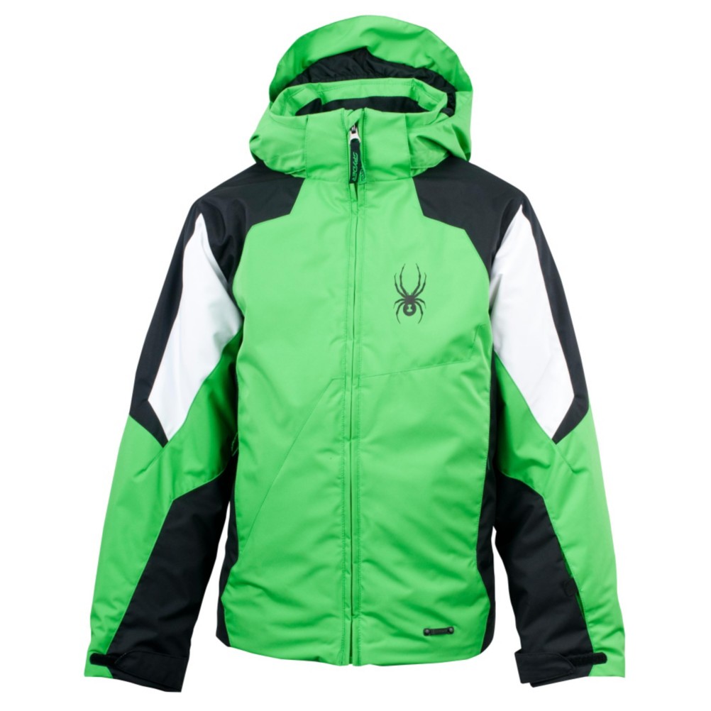 Spyder Guard Boys Ski Jacket, Classic Green-Black-White, swatch