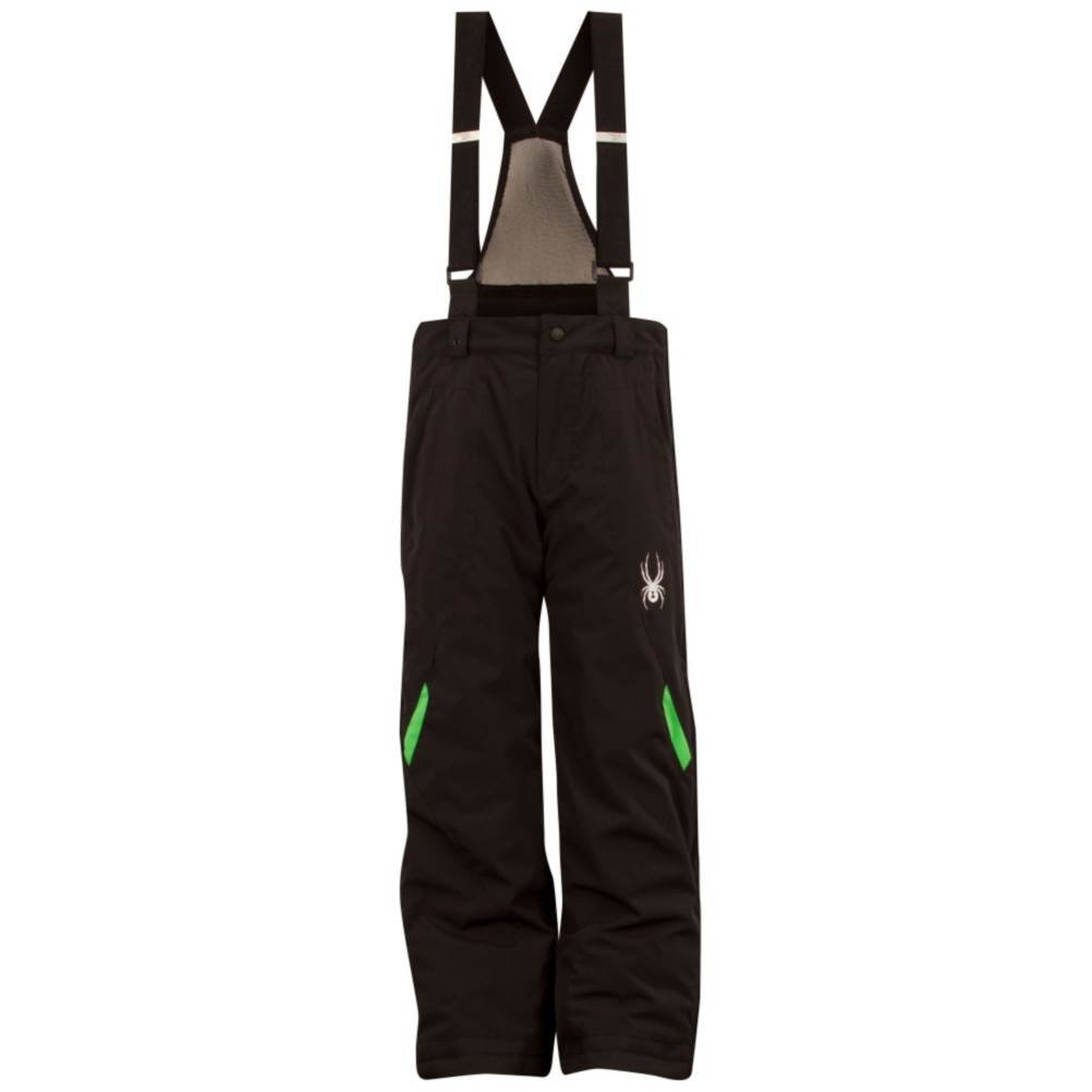Spyder Force Kids Ski Pants, Black-Classic Green, medium