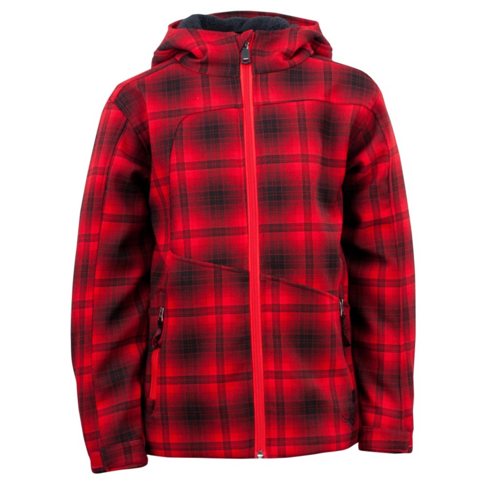 Spyder Patsch Insulated Kids Soft Shell Ski Jacket, Red Plaid, swatch