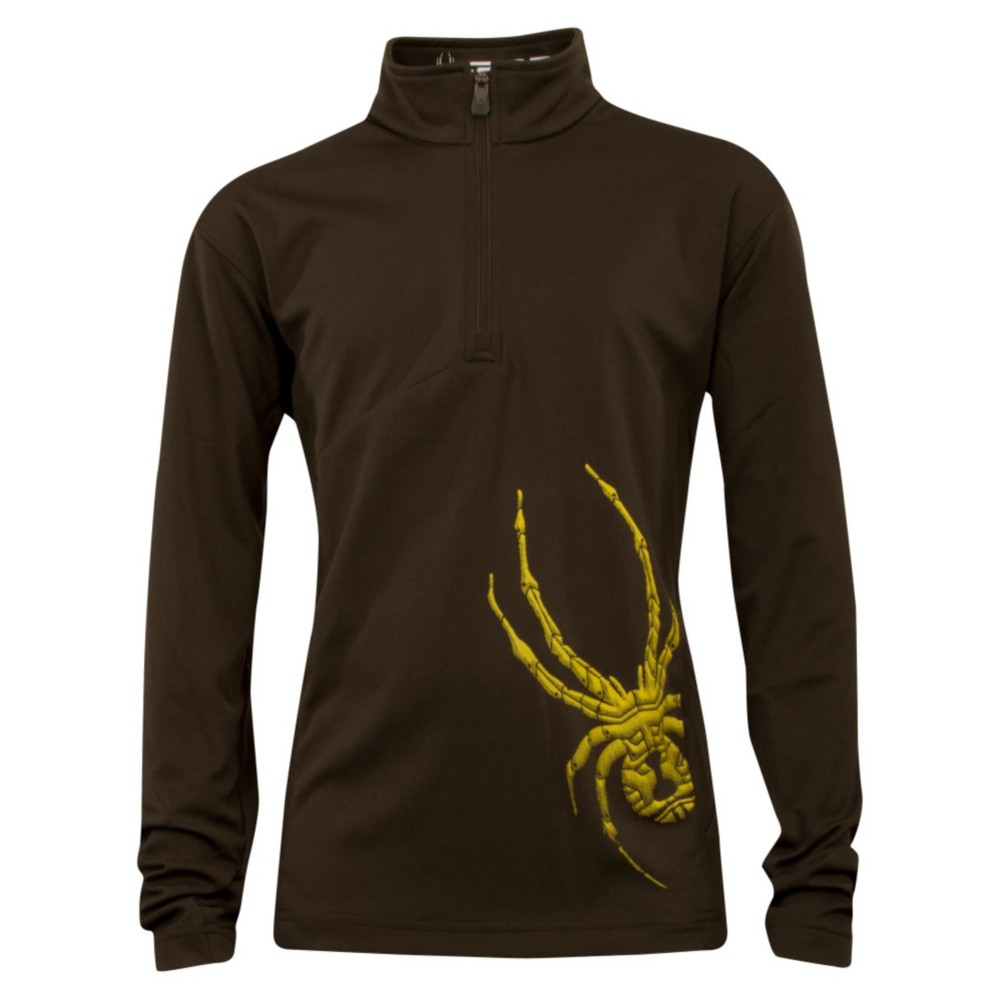 Spyder Commander Dry Web T-Neck Kids Midlayer, Peat-Sun, medium