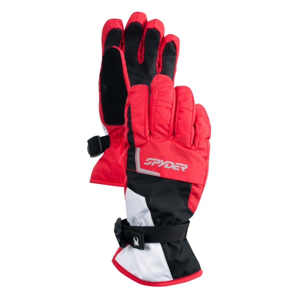Spyder Traverse Gore-Tex Ski Kids Gloves, Red-Black, swatch