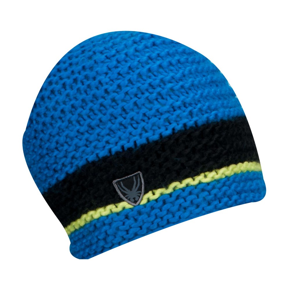 Spyder Bug Band Hand Knit Kids Hat, Collegiate-Black-Sharp Lime, swatch