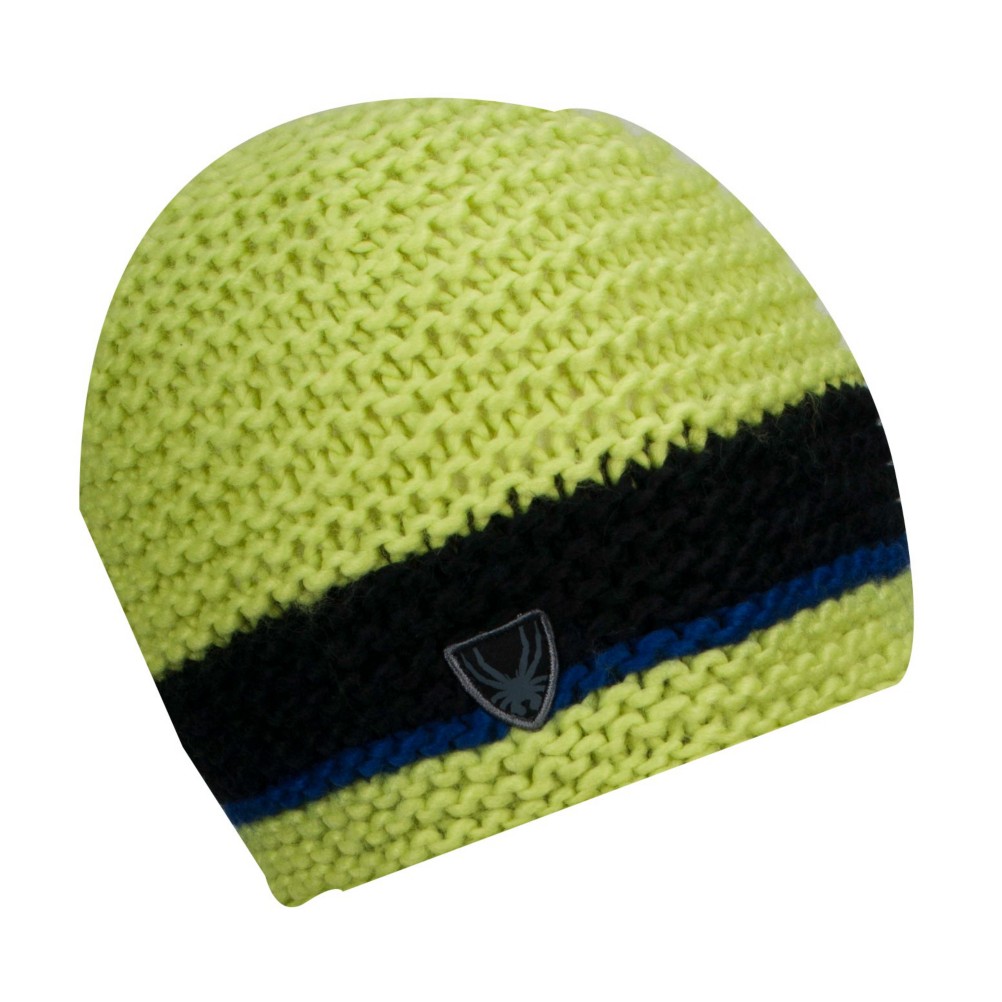 Spyder Bug Band Hand Knit Kids Hat, Sharp Lime-Black-Just Blue, medium