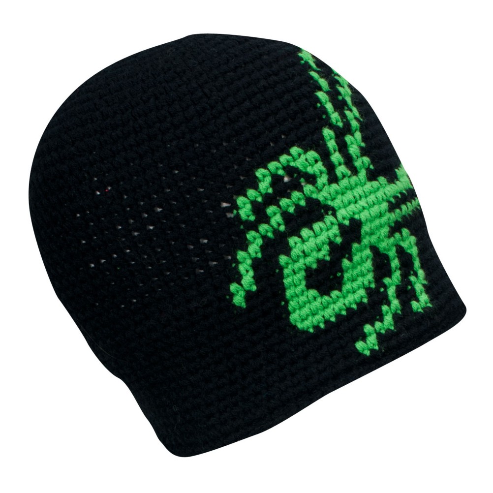 Spyder Creeper Hand Knit Kids Hat, Black-Classic Green, medium