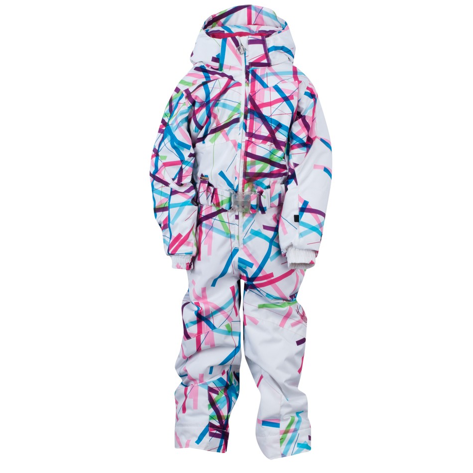 Spyder Bitsy Harness Sassy Toddlers One Piece Ski Suit, White Cross Hatch, medium