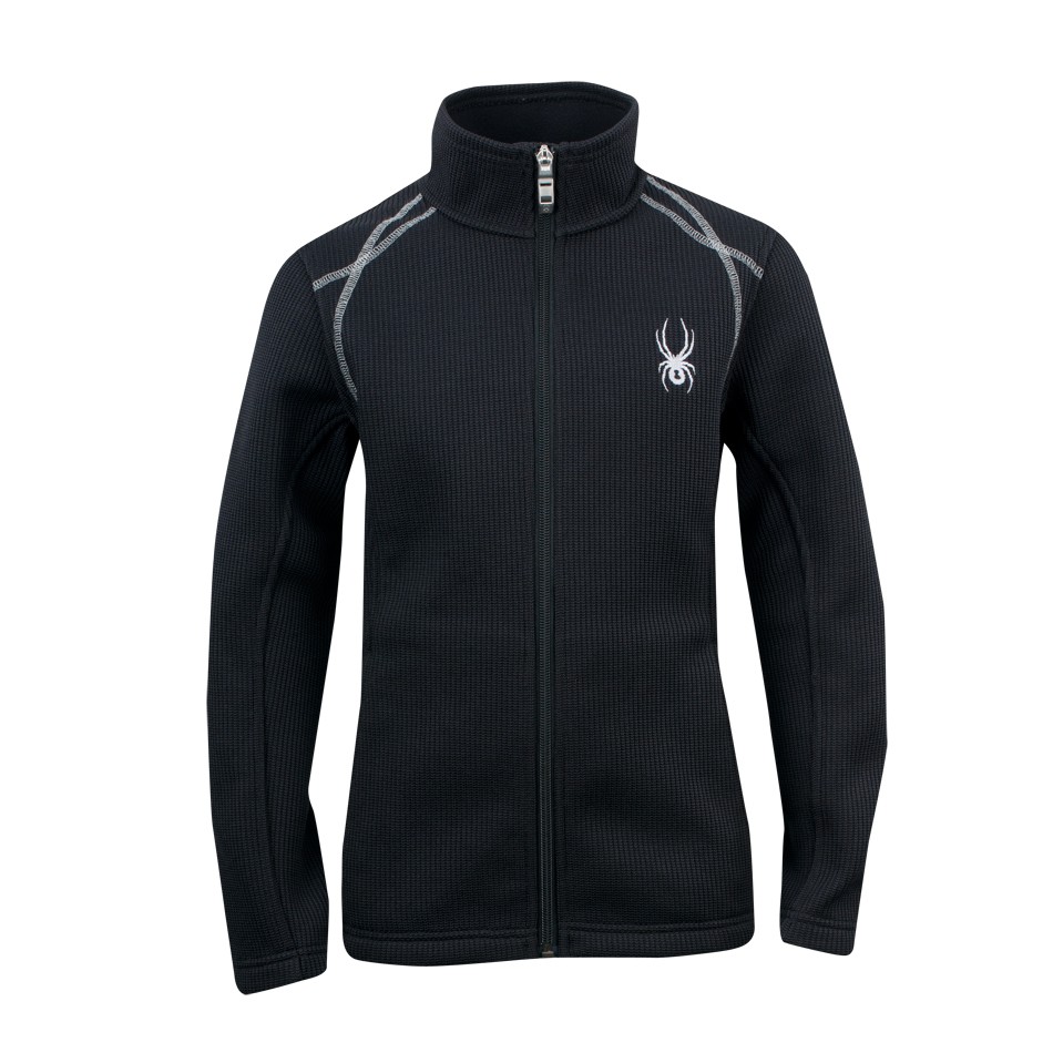 Spyder Core Virtue Full Zip Girls Sweater, Black-Silver, medium