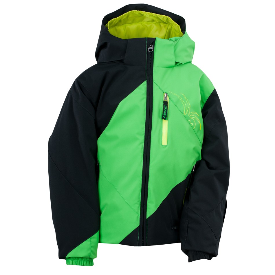 Spyder Mini Enforcer Toddler Ski Jacket, Black-Classic Green-Sharp Lime, swatch