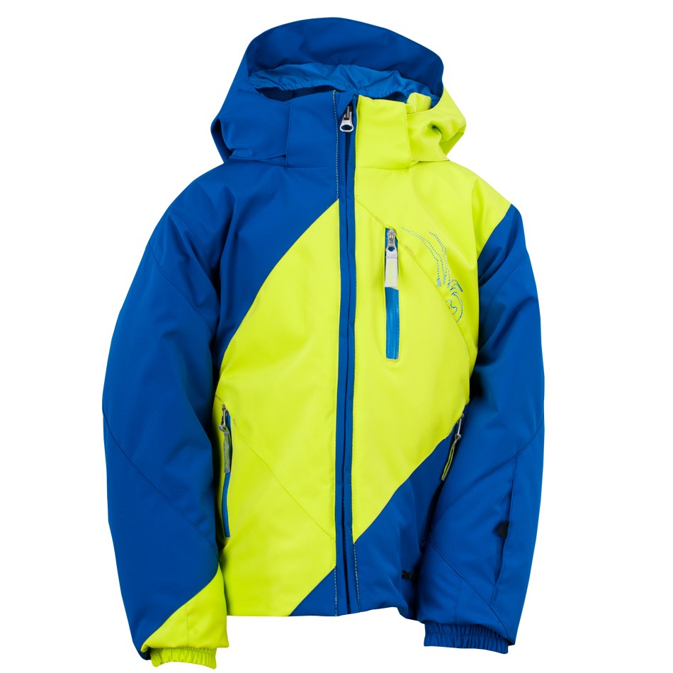 Spyder Mini Enforcer Toddler Ski Jacket, Just Blue-Sharp Lime-Collegiate, swatch