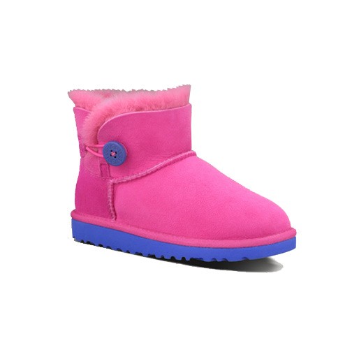 UGG Australia Mini Bailey Button Girls Boots, Fuschia, swatch